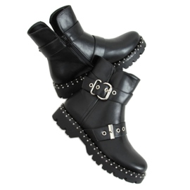 Bottes militaires noires à clous KL-723 Noir le noir