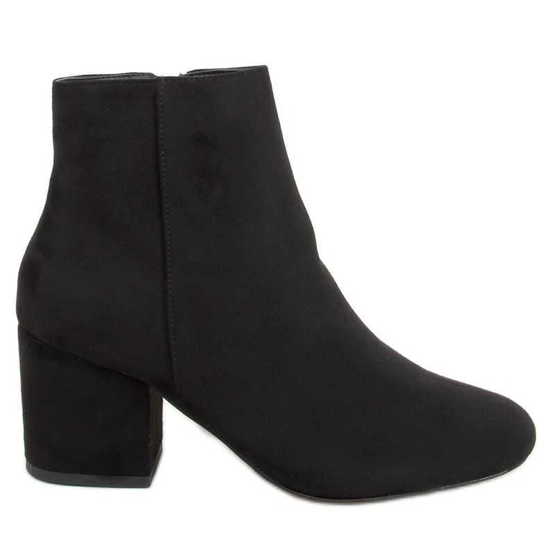Bottines à talons bas en daim noir 9K6049-1 Noir le noir