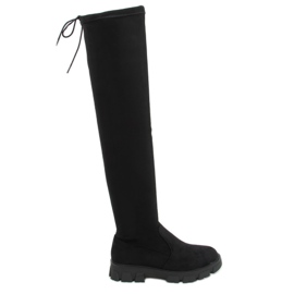 Cuissardes à talons plats noir K-99120-1 Noir le noir