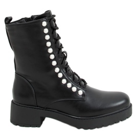 Bottes militaires avec perles noires R528 Noir