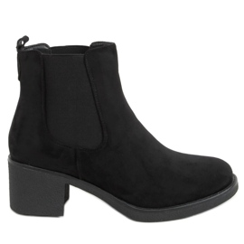 Bottines Chelsea noires à talons bas SP102 Noir