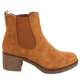 Bottines Chelsea talons bas camel SP102 Camel brun
