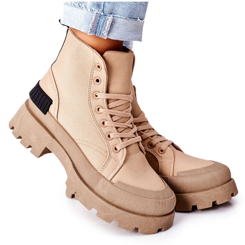 PS1 Bottines Any One kaki femme beige