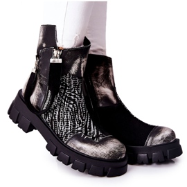 Bottines Cuir Jodhpur boots Maciejka Noir-Blanc 05137-21