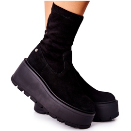 Bottes En Daim Sur La Plateforme Maciejka Noir 05319-01