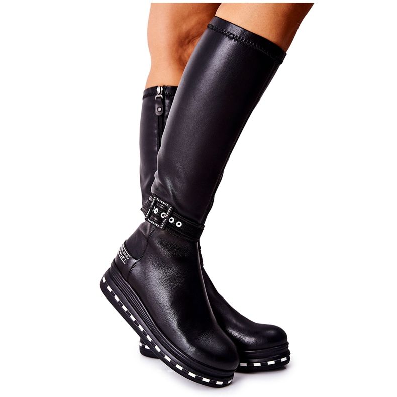 Bottines Maciejka En Cuir Sur La Plateforme Noir 05293-01 le noir