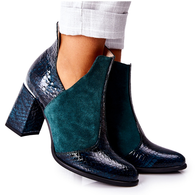 PA2 Bottes En Cuir Pour Femmes Sur Un Talon Vert I Wish
