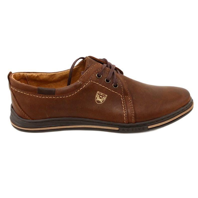 Polbut Chaussures en cuir pour hommes 343 DK.Camel brun Polbut Chaussures en cuir pour hommes 343 DK.Camel brun