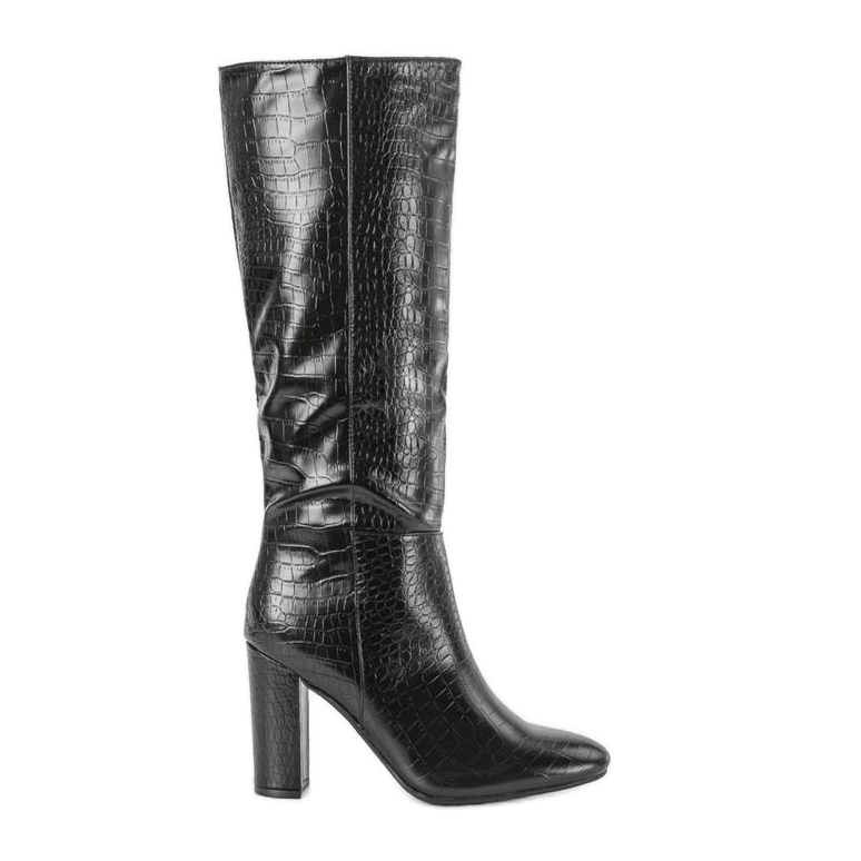 Bottines noires à motif croco Pho le noir