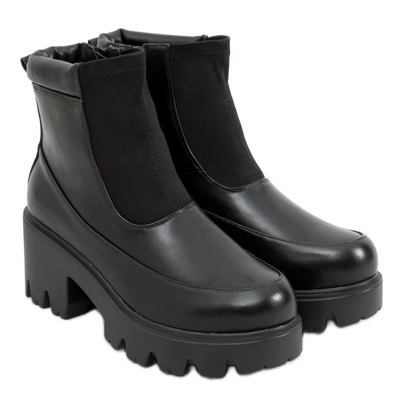 Bottines noires sur semelles épaisses CH19208 Noir le noir