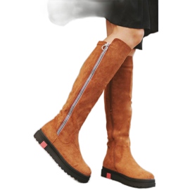 Bottines plates décorées camel Liana brun