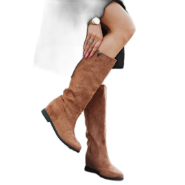 Boots camel à talon compensé Nana brun