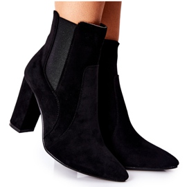 PG1 Bottes En Daim Pour Femmes Sur Un Talon Noir Kastren le noir