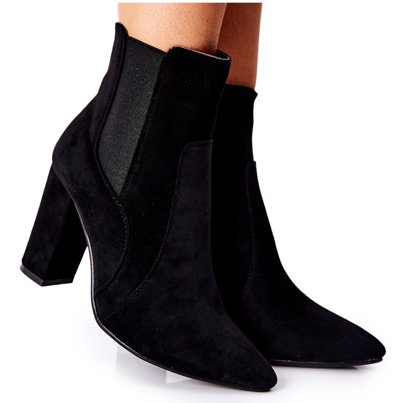 PG1 Bottes En Daim Pour Femmes Sur Un Talon Noir Kastren le noir