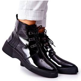 S.Barski Bottes de travail noires laquées Vica