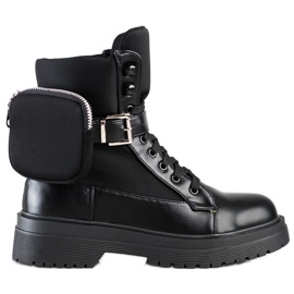 WELLSPRING Bottes confortables avec une poche le noir WELLSPRING Bottes confortables avec une poche le noir