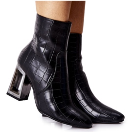 S.Barski Bottes Noires Femme Cuir Crocodile Milo