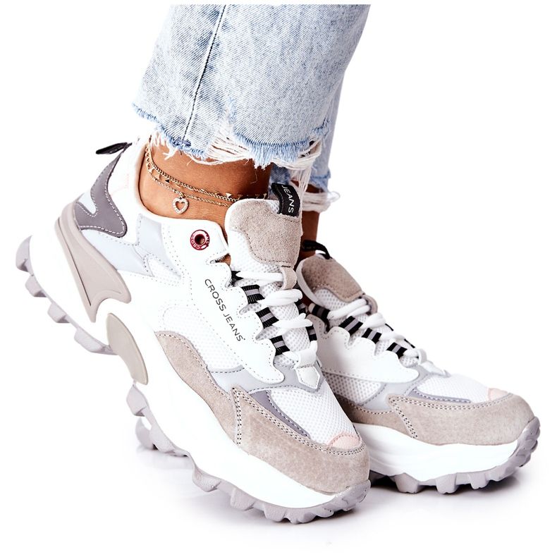 Chaussures Sport Femme Cross Jeans Blanc et Gris II2R4020C blanche