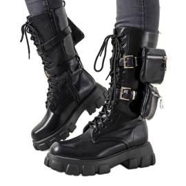 Bottines noires avec sachets Apolline le noir