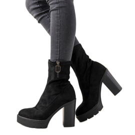 Bottines femme Laurene en daim noir le noir