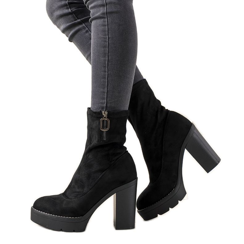 Bottines femme Laurene en daim noir le noir