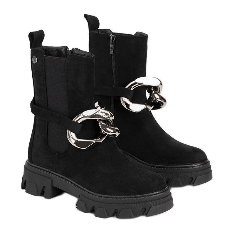 Boots noires à chaîne dorée Gareau le noir