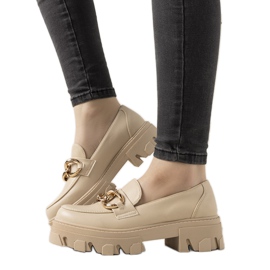 Mocassins beiges sur semelle haute Reyna