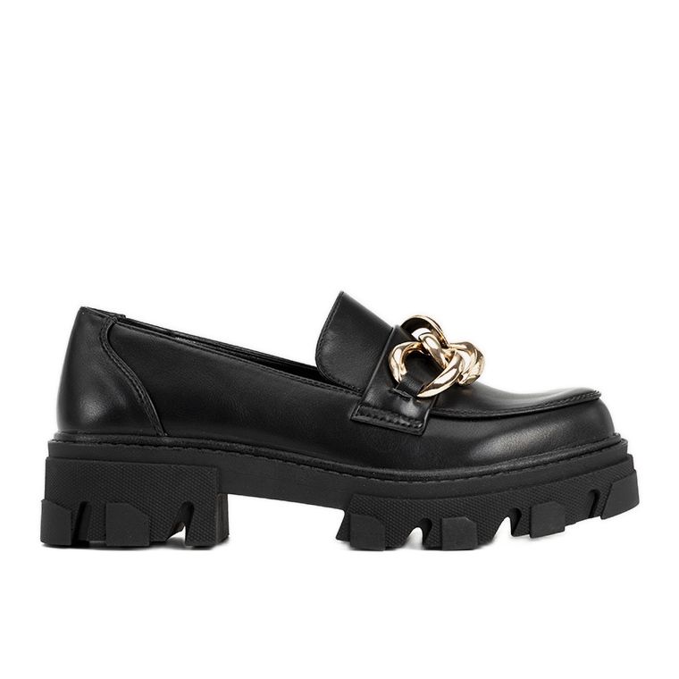 Mocassins noirs sur semelle haute Reyna le noir