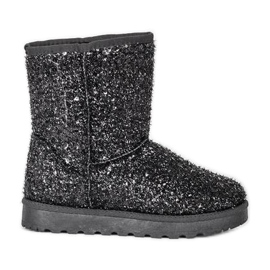 Bottes de neige noires brillantes de Moon argent