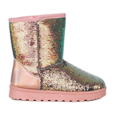 Les bottes de neige brillantes roses d'Iga d'or