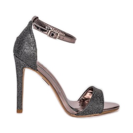 Sandales graphite sur talon aiguille Precious noir multicolore