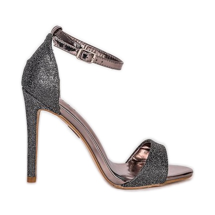 Sandales graphite sur talon aiguille Precious le noir multicolore