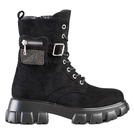SHELOVET Bottes de travail en daim avec une poche le noir