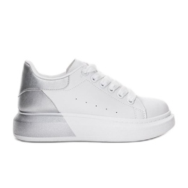 Baskets blanches avec tige Run argentée