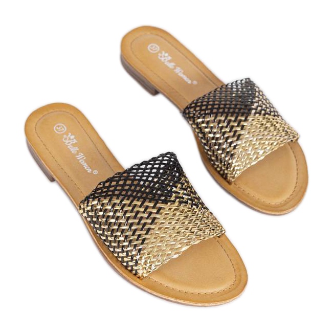 Chaussons Glam Star noirs et dorés le noir