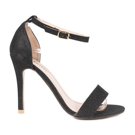 Sandales noires sur un talon Silver Night le noir