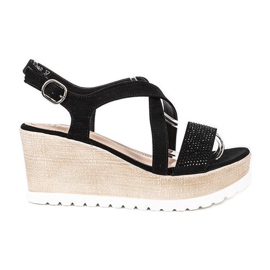 Sandales compensées noires Sadie