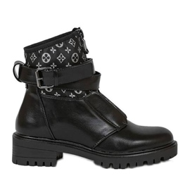 Bottines noires à talons plats de Marigold le noir