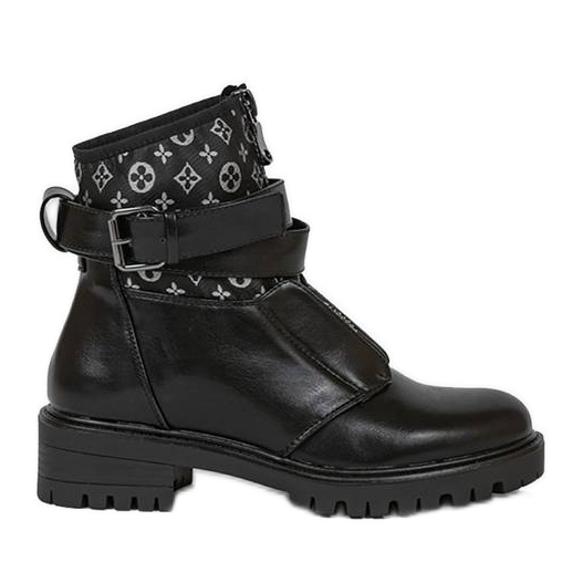 Bottines noires à talons plats de Marigold le noir