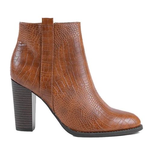 Boots camel sur tige croco à motif Remini brun