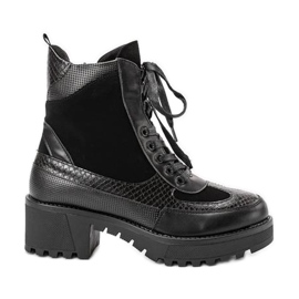 Noir Talons plats en Vel noir