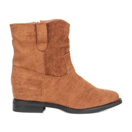 Bottines camel à talon compensé Buena recouvert beige brun