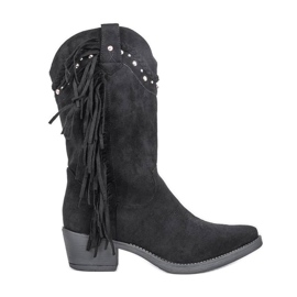 Bottes de cowboy hautes noires à jets Clover