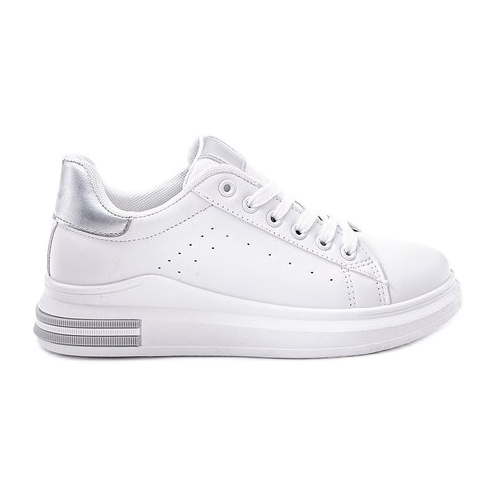 Les baskets blanches à semelle plate de Nikki argent Les baskets blanches à semelle plate de Nikki argent