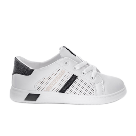 Baskets blanches pailletées noires Betsy