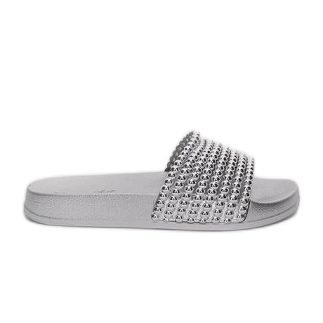 Chaussons argentés avec perles Jennya en caoutchouc