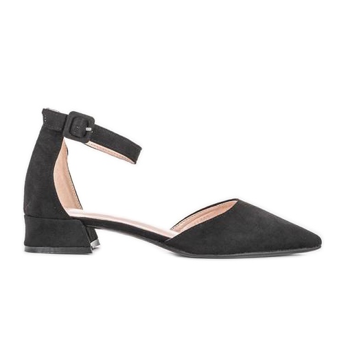Ballerines noires avec découpes en velours noir le noir