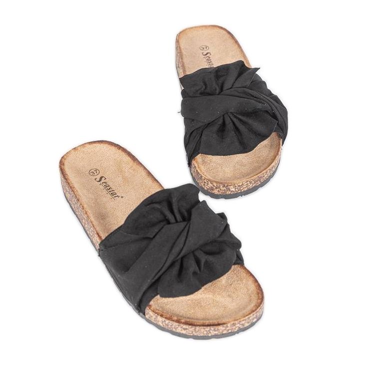 Chaussons noirs avec nœud Step Of Pleasure le noir