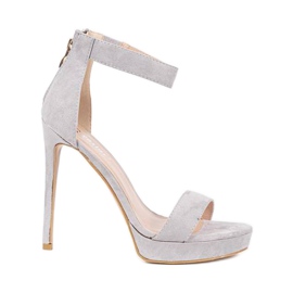 Sandales grises sur talon haut Be My Baby rose