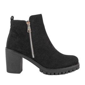 Bottines noires sur le Tiny post le noir